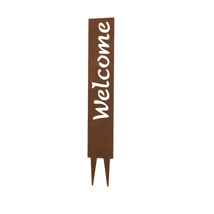 "Welcome" Gartenstecker aus Metall in Edelrostoptik